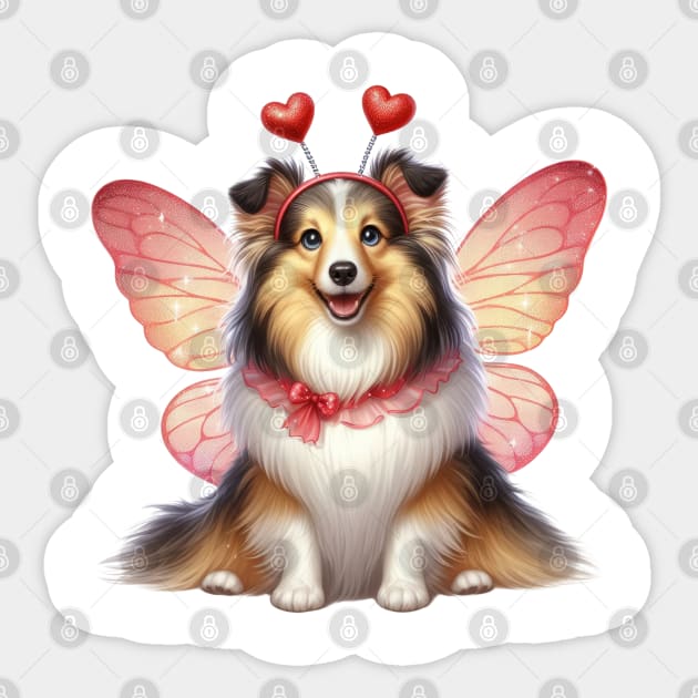 Valentine Fairy Shetland Sheepdog Sticker by Chromatic Fusion Studio